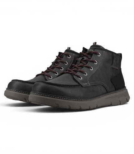 Bugatti Men's Grey Leather Lace-up Casual Ankle Boots - Pulau