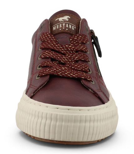 Mustang Women's Burgundy Faux Leather Trainer Sneaker Casual Shoes - M0112011