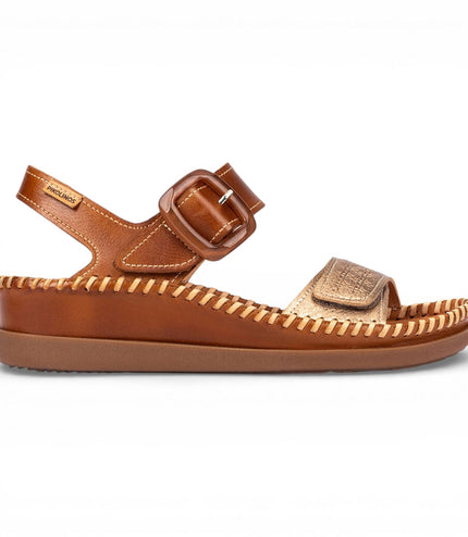Pikolinos Women's Brown Leather Lightweight Summer Wedge Sandals - Cadaques