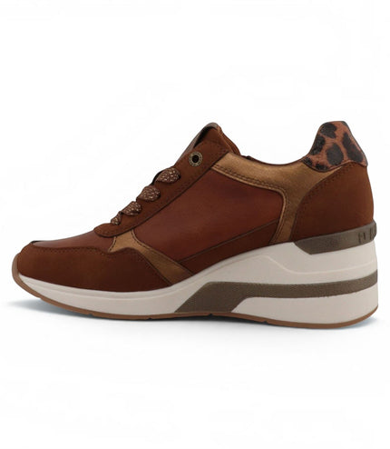 Mustang Women's Tan Cream Platform Sneaker Trainer Casual Shoes - M0872002