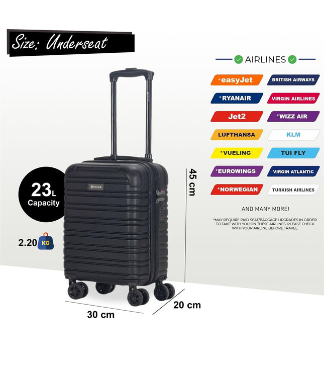 Koga Underseat Hard Shell Suitcase in Black