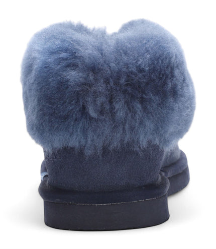 Women's Sheepskin Suede Ankle Navy Slip-On Bootie Winter - Glacier