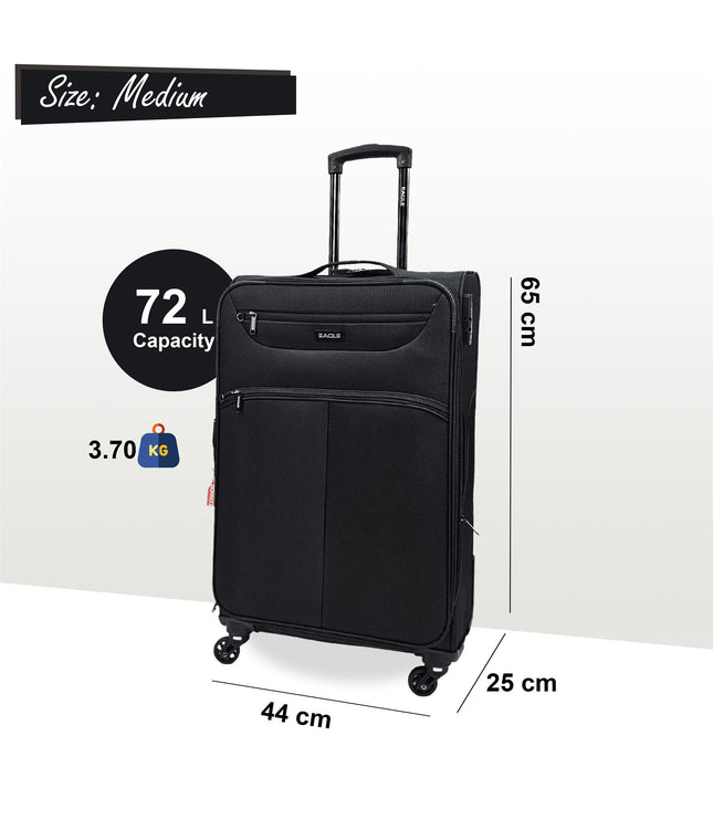 Ashford Medium Soft Shell Suitcase in Black