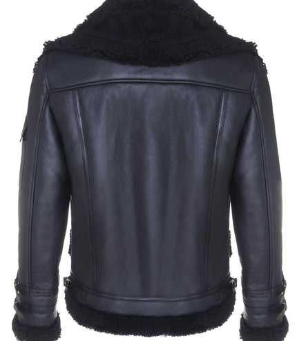Mens Retro Biker Sheepskin Jacket-Avignon