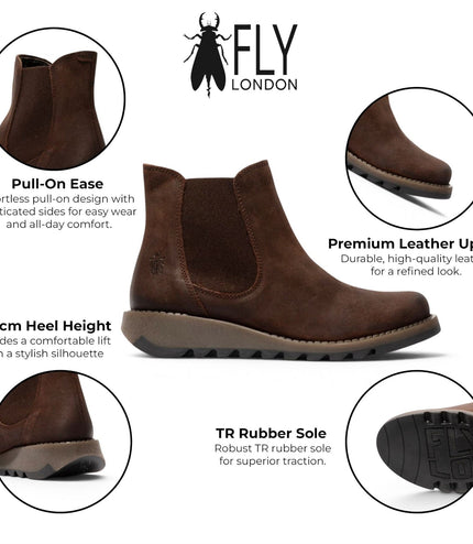 Fly London Womens Brown Chelsea Suede Leather Ankle Boots - SALV195