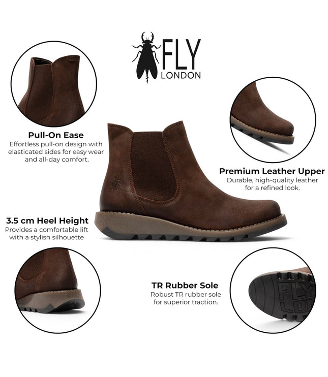 Fly London Womens Brown Chelsea Suede Leather Ankle Boots - SALV195