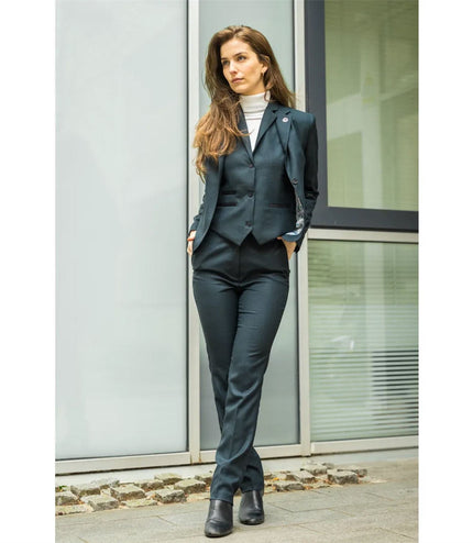 Women's Olive Three-Piece Tailored Fit Suit in Prince of Wales Check