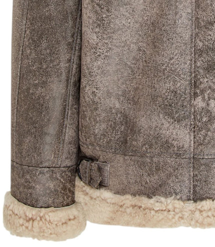 Mens B3 WW2 Sheepskin Leather Flying Aviator Jacket-Houston - Grey