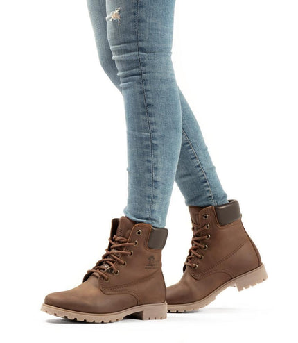 Panama Jack 03 Ladies Brown Waterproof Leather Lace Up Hiking Ankle Boots