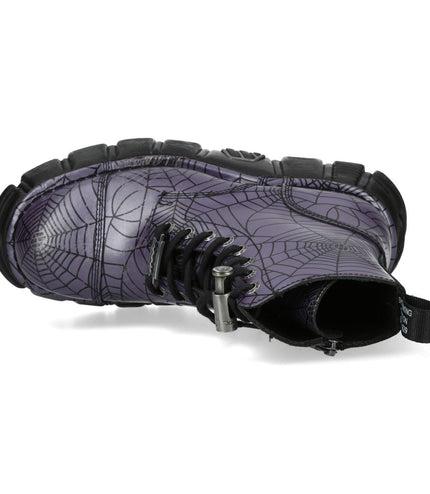 New Rock Purple Leather Gothic Military Biker Boots - MILI083CCT-C122