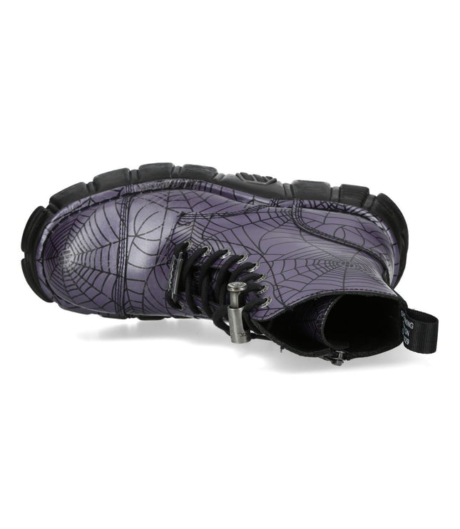New Rock Purple Leather Gothic Military Biker Boots - MILI083CCT-C122