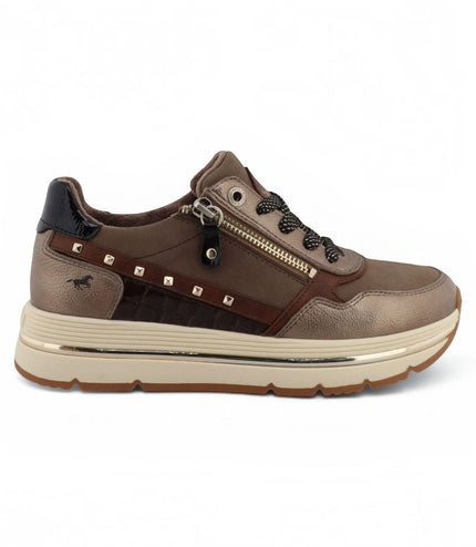 Mustang Women's Brown Lace-Up Trainers Platform Sneakers - M0332001
