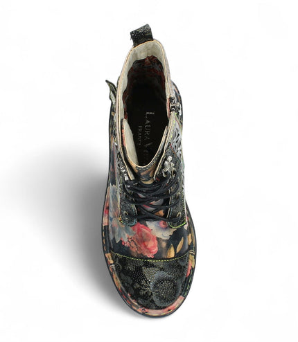 Laura Vita Incaso 36 Black Floral Womens Gothic Victorian Leather Ankle High Boots