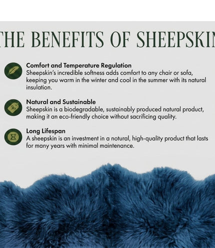 Genuine Diamond Blue Sheepskin Natural Silky Soft Fluffy Real Wool Rug