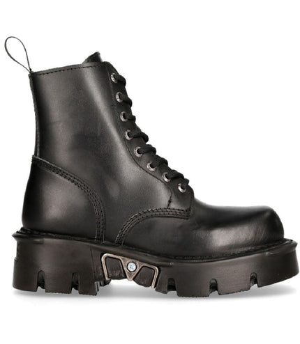 New Rock Unisex Black Gothic Military Biker Boots- Mili084N-S3