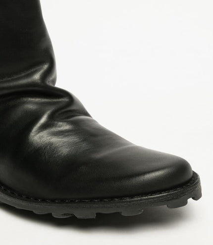 Fly London Womens Black MON944 Leather Wedge Heel Ankle Zip Up Chelsea Boots