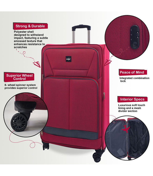 Andover Set of 3 Soft Shell Suitcase in Burgundy