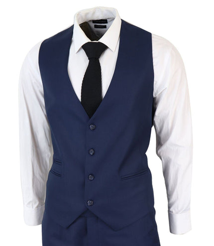 Mens IM1 Classic Plain Navy 3 Piece Suit