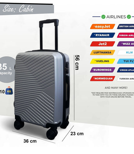 Junee Cabin Hard Shell Suitcase in Silver