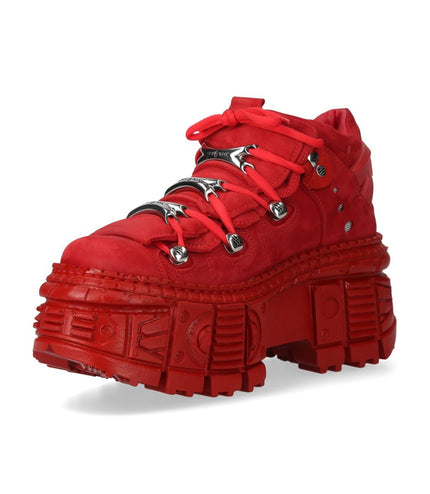 New Rock M-106Wall-C13 Metallic Red Leather Gothic Ankle Boots