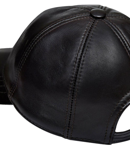 Unisex Real Nappa Leather Adjustable Golf Snapback Plain Baseball Cap Hat - Brown
