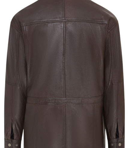 Mens Soft Italian Leather Parka Coat-Winnipeg - Brown