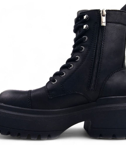 Windsorsmith Womens Black Leather Chunky Platform Combat Boots - Destroy