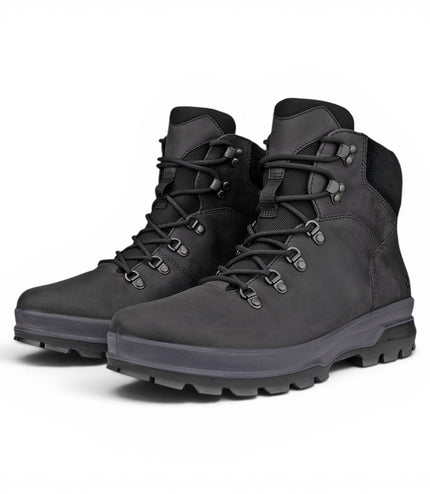 Ecco Men's Black Leather Waterproof Lace-up Hiking Boots - Rugged Track 25