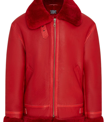 Mens B3 Bomber RAF Aviator Sheepskin Jacket -Wyndham - Red