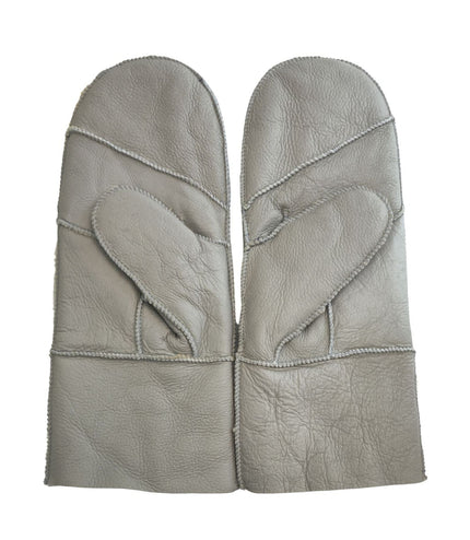Infinity Leather Womens Grey Genuine Real Sheepskin Mittens Warm Gloves