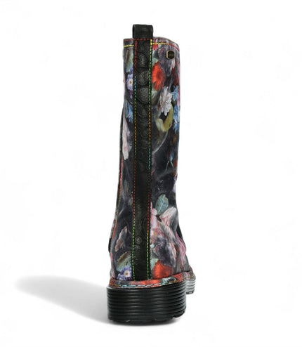 Laura Vita Incaso-18 Black Floral Womens Gothic Victorian Leather High Boots
