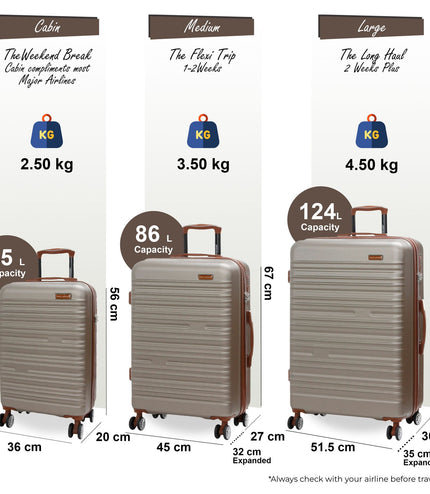 Armidale Set of 3 Hard Shell Suitcase in Champagne
