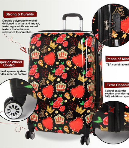 Ballina Set of 3 Hard Shell Suitcase in Black Queen Rosses