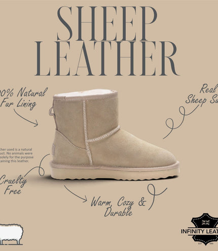 Women’s Sand Brown Genuine Sheepskin Real Fur Winter Ankle Boots - Frost