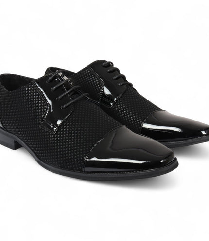 Men's Black Leather Oxford Formal Derby Shoes