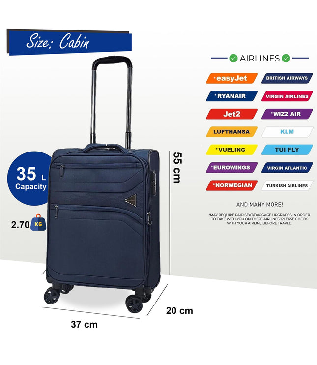 Corby Cabin Soft Shell Suitcase in Navy