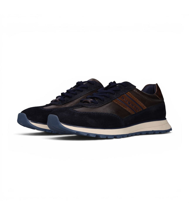 Bugatti Men's Navy Blue Leather Lace-Up Trainer Sneaker Shoes - Timon