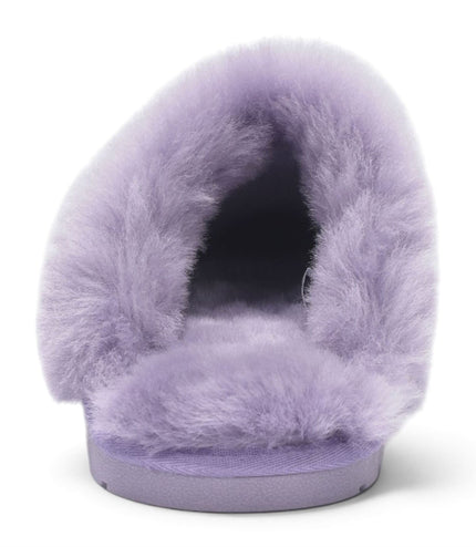 Women's Genuine Sheepskin Purple Suede Mule Winter Slippers - Luna
