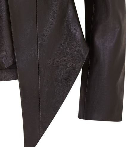 Womens Black Edwardian Gothic Victorian Leather Biker Jacket