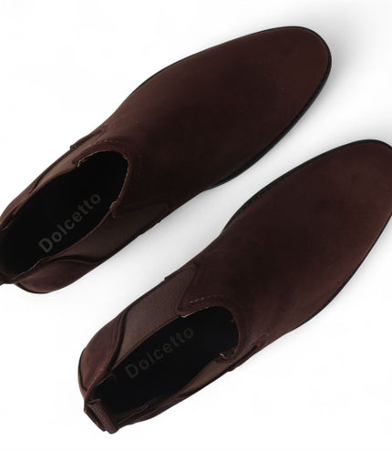 Men's Brown Suede Chelsea Boots Real Leather Lined Slip-On
