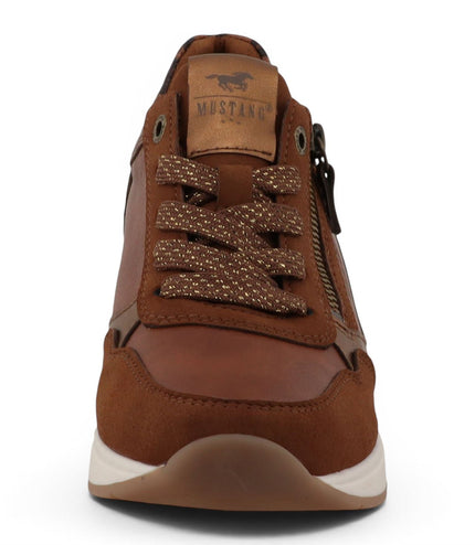 Mustang Women's Tan Cream Platform Sneaker Trainer Casual Shoes - M0872002