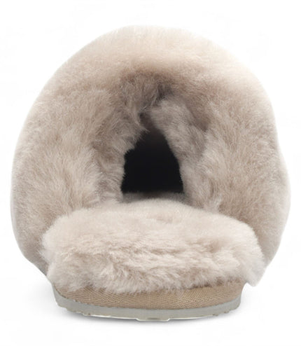 Women's Sheepskin Slippers Taupe Warm Winter Fur Mule - Aurora