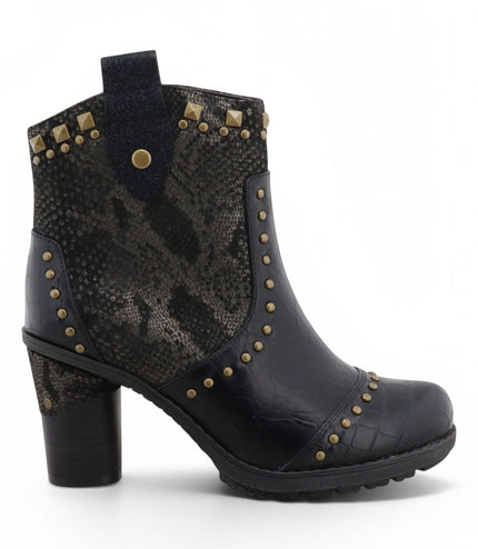 Mustang Women's Black Floral Heeled Ankle Boots - M0162012