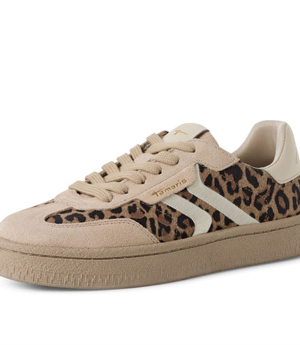 Tamaris Womens Leapord Brown Suede Leather Fashion Lace Up Sneakers