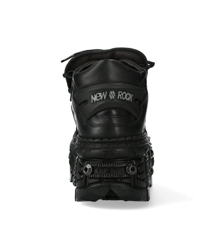 New Rock Goth Leather Ankle Boots-WALL106-S25