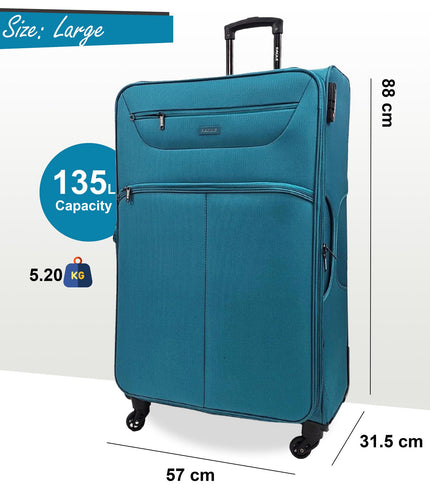 Ashford Extra Large Soft Shell Suitcase in Teal