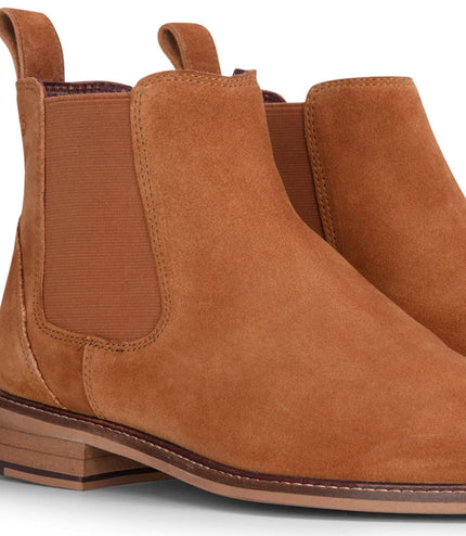London Brogues Men's Tan Suede Leather Slip-On Chelsea Ankle Boots