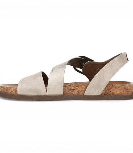 Blowfish Malibu Women's Cloud Silver Footbed Strappy Flat Sandals - Lance