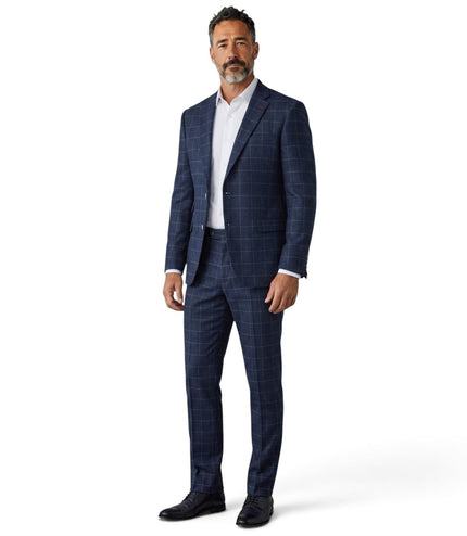 Men's Navy Blue Tweed 3 Piece Wool Blend Formal Suit - TP-32