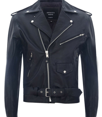Mens Cow-Hide Black Brando Jacket -Venice - Black